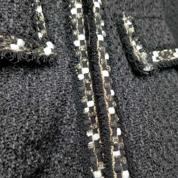 Fringe Trim Open Front Tweed Jacket - Picture 6 of 6